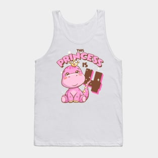 This Princess is 4 Girls 4th Birthday Pink Dinosaur Party Tank Top